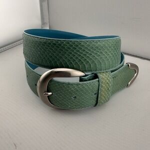 Ritz Accessory Collection Womens Genuine Snakeskin Belt Teal M Exotic Retro